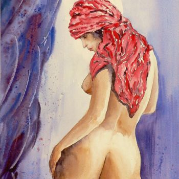 Pintura intitulada "Nudo 8" por Tito Fornasiero, Obras de arte originais, Aquarela
