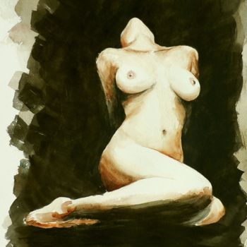 Pittura intitolato "Nudo 6" da Tito Fornasiero, Opera d'arte originale, Acquarello