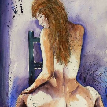 Painting titled "Nudo 5" by Tito Fornasiero, Original Artwork, Watercolor