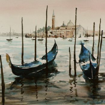 Painting titled "Venezia 2" by Tito Fornasiero, Original Artwork, Watercolor