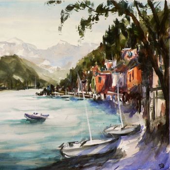 Pintura titulada "Varenna (Lago di Co…" por Tito Fornasiero, Obra de arte original, Acuarela