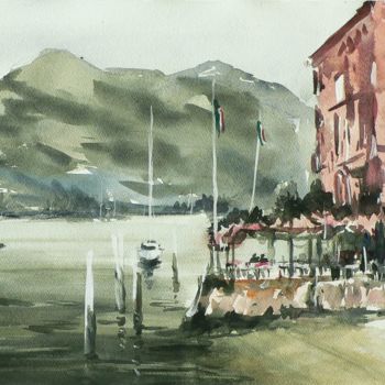 Painting titled "Bellagio (Lago di C…" by Tito Fornasiero, Original Artwork, Watercolor