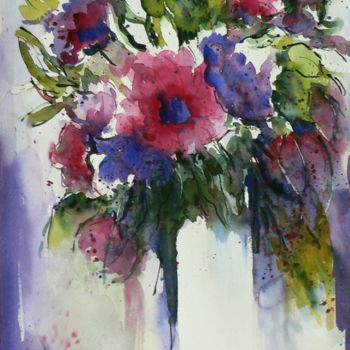 Painting titled "Anemoni" by Tito Fornasiero, Original Artwork, Watercolor