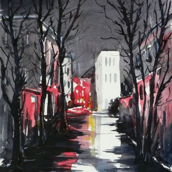 Painting titled "Rosso di notte" by Tito Fornasiero, Original Artwork