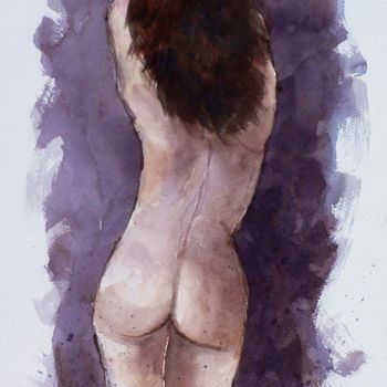 Painting titled "Nudo 14" by Tito Fornasiero, Original Artwork, Watercolor