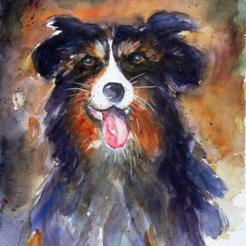 Pittura intitolato "Il cane" da Tito Fornasiero, Opera d'arte originale, Olio