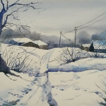 Painting titled "Inverno 8" by Tito Fornasiero, Original Artwork, Watercolor