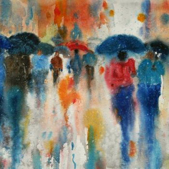 Pittura intitolato "Pioggia di colori" da Tito Fornasiero, Opera d'arte originale, Olio