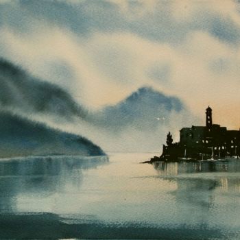Pittura intitolato "Lago di Como (altol…" da Tito Fornasiero, Opera d'arte originale, Acquarello
