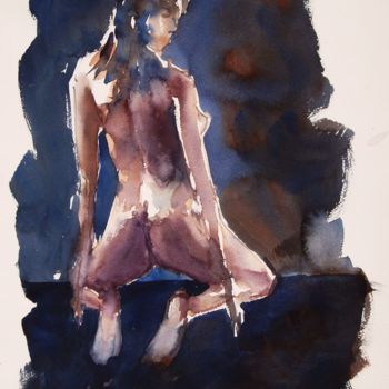 Painting titled "Nudo 21" by Tito Fornasiero, Original Artwork, Watercolor