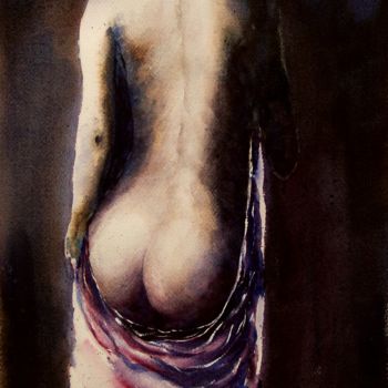 Painting titled "Nudo 19" by Tito Fornasiero, Original Artwork, Watercolor