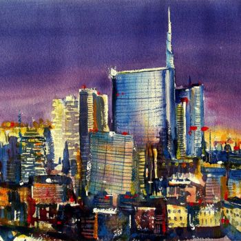 Painting titled "Milano 2015" by Tito Fornasiero, Original Artwork, Watercolor