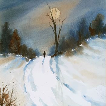 Schilderij getiteld "Inverno #21" door Tito Fornasiero, Origineel Kunstwerk, Aquarel