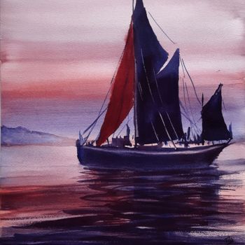 绘画 标题为“Quasi in porto” 由Tito Fornasiero, 原创艺术品, 水彩