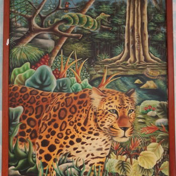 Ζωγραφική με τίτλο "Leopardo Incantato" από Titti Milos, Αυθεντικά έργα τέχνης, Λάδι