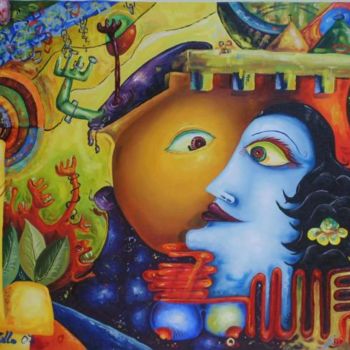 Картина под названием "Metempsicosi" - Titti Milos, Подлинное произведение искусства, Масло Установлен на Деревянная рама дл…