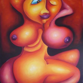 Malerei mit dem Titel "Calore" von Titti Milos, Original-Kunstwerk, Öl