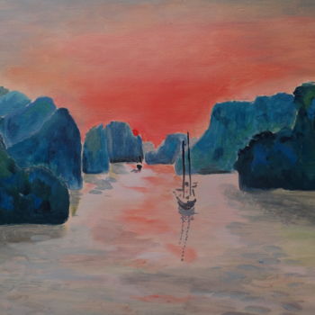 Peinture intitulée "Baie-Dha-Long" par Titus, Œuvre d'art originale, Huile