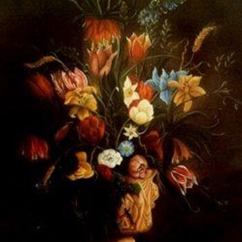 Painting titled "Flowers" by Tjerk Reijinga, Original Artwork, Other