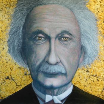Painting titled "Einstein" by T.J. Haugh, Original Artwork, Acrylic