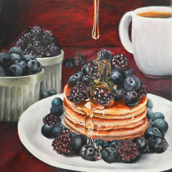 Painting titled "Painting with berri…" by Tatiana Kvasnitsina, Original Artwork, Acrylic