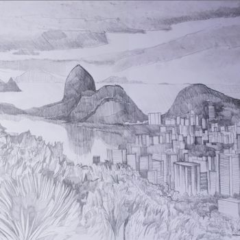 Drawing titled "BRESIL-RIO-PAIN DE…" by Thomas Lechevallier, Original Artwork, Pencil