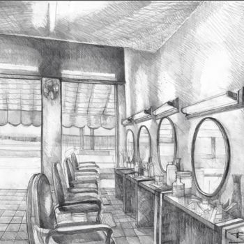 Drawing titled "BRESIL-RIO-COIFFEUR" by Thomas Lechevallier, Original Artwork, Pencil