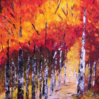 Painting titled "Red Alley" by Tatyana Leksikova, Original Artwork, Oil