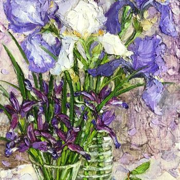 Schilderij getiteld "iris flower" door Olga Sedykh, Origineel Kunstwerk, Olie