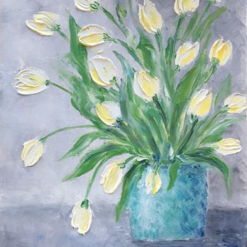 Peinture intitulée "Yellow Tulips" par T.M.Artbook, Œuvre d'art originale, Huile