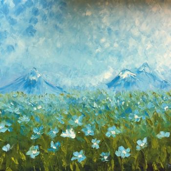 Peinture intitulée "Mountain Flowers" par T.M.Artbook, Œuvre d'art originale, Huile