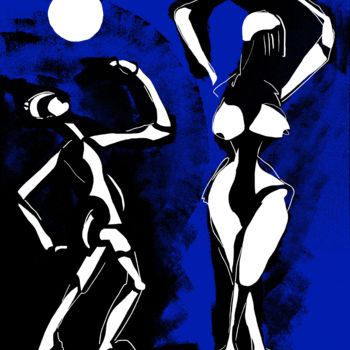Malarstwo zatytułowany „Danse de la lune bl…” autorstwa Tmpx, Oryginalna praca, Akryl Zamontowany na Aluminium
