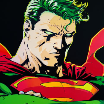 Pittura intitolato "Superman - Green" da T'M, Opera d'arte originale, Spray