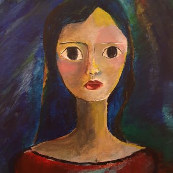 Pintura intitulada "La fille avec des g…" por Uynsart, Obras de arte originais, Acrílico