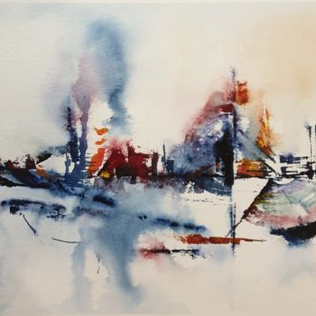 Peinture intitulée "The city" par Uynsart, Œuvre d'art originale, Aquarelle