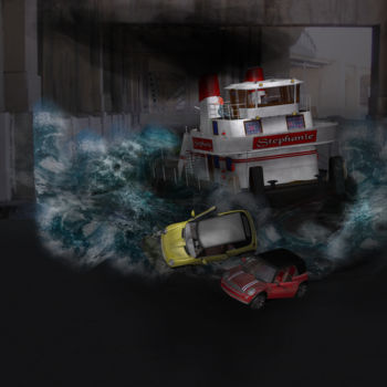 Digitale Kunst mit dem Titel "Boat in Parkade" von Todd Xu, Original-Kunstwerk, 3D Modellierung