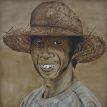 Peinture intitulée "homme des rizières" par Thierryl, Œuvre d'art originale, Acrylique