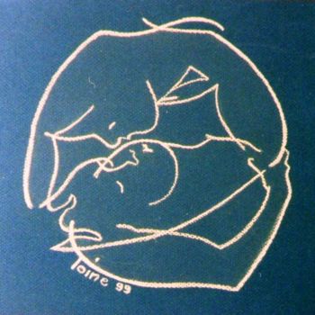 Peinture intitulée ""Le Baiser", dessin." par Toine, Œuvre d'art originale, Huile