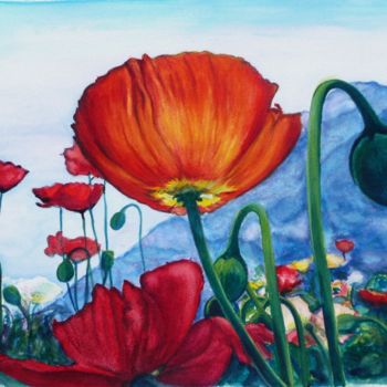 Painting titled "Rouges coquelicot" by Toine, Original Artwork, Oil