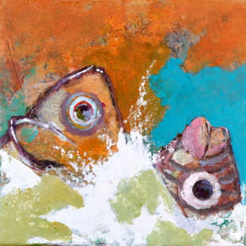 Peinture intitulée "apnée de poisson" par Thierry Poignant, Œuvre d'art originale