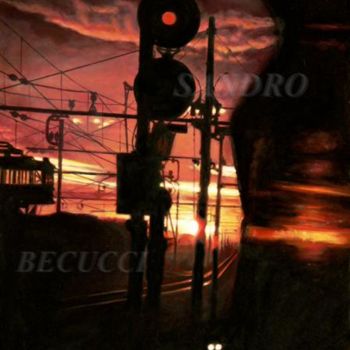 「TRAMONTO SUI BINARI」というタイトルの絵画 Tolemaiosによって, オリジナルのアートワーク, その他