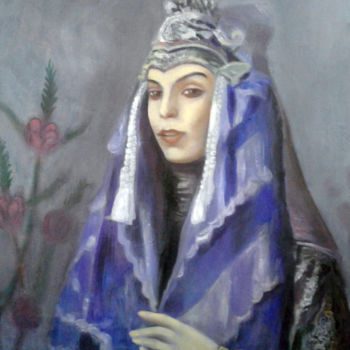 Peinture intitulée "Beautiful woman" par Tohir Saidakilzade, Œuvre d'art originale, Huile