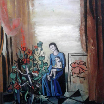 Schilderij getiteld "Motherhood" door Tohir Saidakilzade, Origineel Kunstwerk, Olie