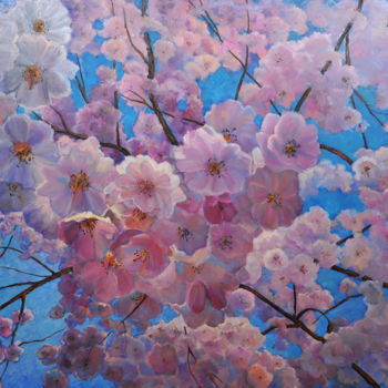 Картина под названием "цветущая сакура" - Ирина Толстикова, Подлинное произведение искусства, Масло