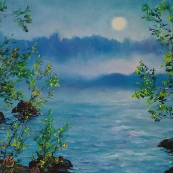 Картина под названием "утренний туман" - Ирина Толстикова, Подлинное произведение искусства, Масло Установлен на Деревянная…