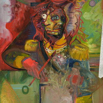 Peinture intitulée "Self Portrait as El…" par Tom Aberneithie, Œuvre d'art originale, Huile