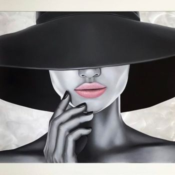 Pintura intitulada "Donna con il cappel…" por Tom Ars, Obras de arte originais, Óleo