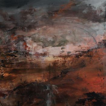 Schilderij getiteld "fire in the field" door Tom Melsen, Origineel Kunstwerk, Acryl