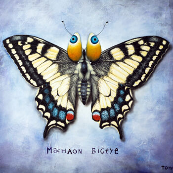 Painting titled "Machaon Bigeye" by Toma, Original Artwork, Acrylic Mounted on Wood Stretcher frame