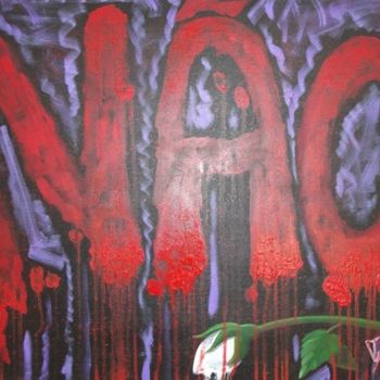 Schilderij getiteld "Não (No)" door Tom Alves, Origineel Kunstwerk
